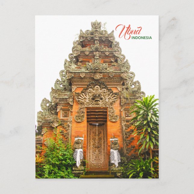 Cartão Postal De Anúncio Porta ornamentado em Ubud, Bali, Indonésia (Frente)