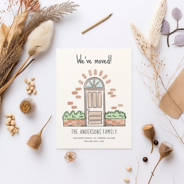 Cartão Postal De Anúncio Portas Marrons com Aquarela Reproduzimos (Criador carregado)