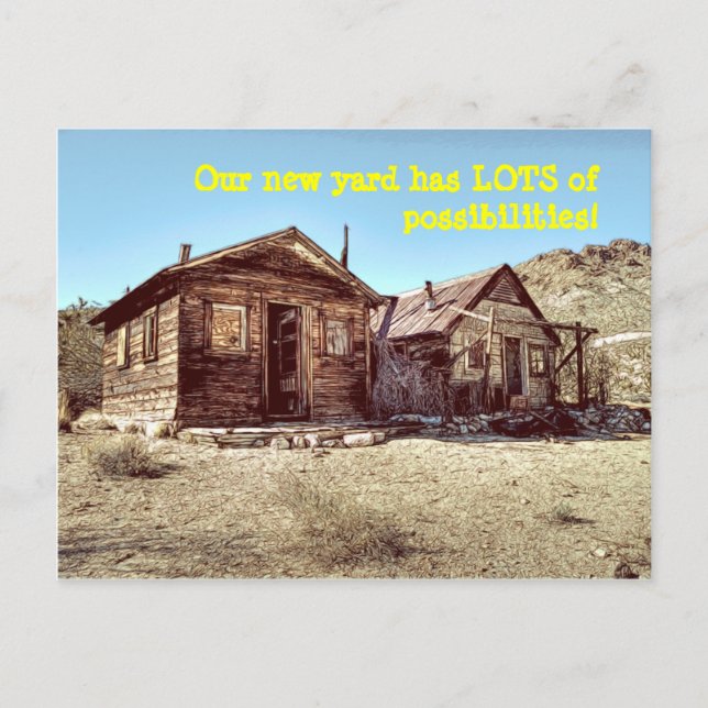 Cartão Postal De Anúncio Possibilidades de Quintal da Frente Placa de Mudan (Frente)