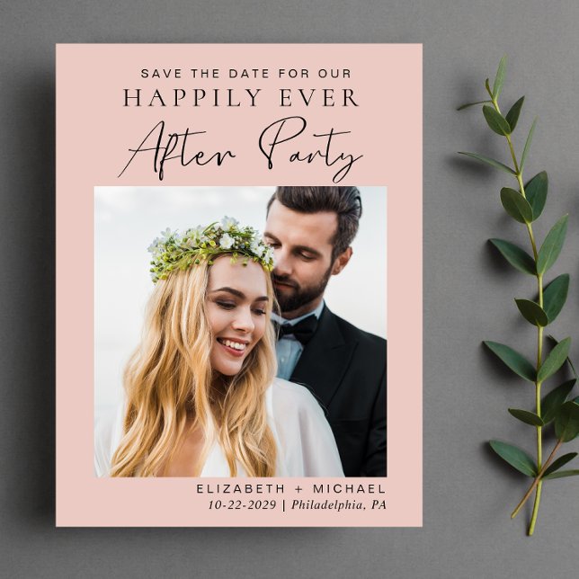 Cartão Postal De Anúncio Post Wedding Reception Blush Pink Save The Date (Criador carregado)