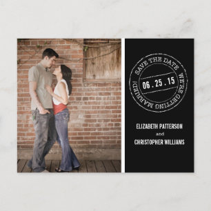 Cartão Postal De Anúncio Postmark Wedding Photo Save the Date Postcard