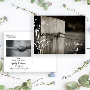 Cartão Postal De Anúncio Posto de Cerca Rural Ranch Casamento Salvar a Data