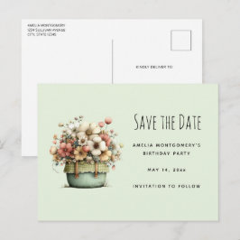 Cartão Postal De Anúncio Potted Flowers Cozy Shabby Style Cute