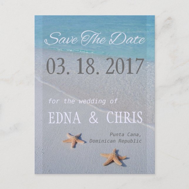 Cartão Postal De Anúncio Praia Amor Oceânico Estrela-do-Mar Foto Salve a Da (Frente)