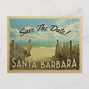Cartão Postal De Anúncio Praia de Santa Bárbara Vintage Save The Date
