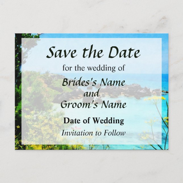 Cartão Postal De Anúncio Praia em St. George Bermudas Salve a Data (Frente)