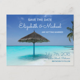 Cartão Postal De Anúncio Praia tropical com Casamento de Guarda-chuvas That
