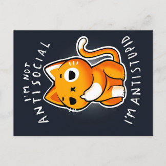 Cartão Postal De Anúncio Presente De Gato Cujo Gato É Antisocial| Gato Para