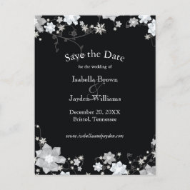 Cartão Postal De Anúncio Preto clássico + Casamento no inverno branco Salva