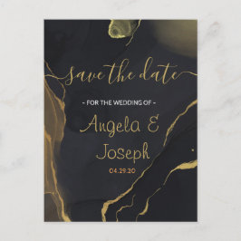 Cartão Postal De Anúncio Preto e Dourado M Guardar o Cartão-Postal de Anúnc