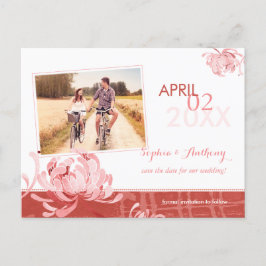 Cartão Postal De Anúncio Primavera Floral Wedding Foto Salvar Data