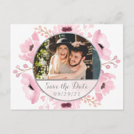 Cartão Postal De Anúncio Primavera Pinks Watercolor Floral Salve A Data