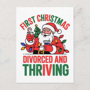 Cartão Postal De Anúncio Primeiro Natal Divorciado e Próspero Natal