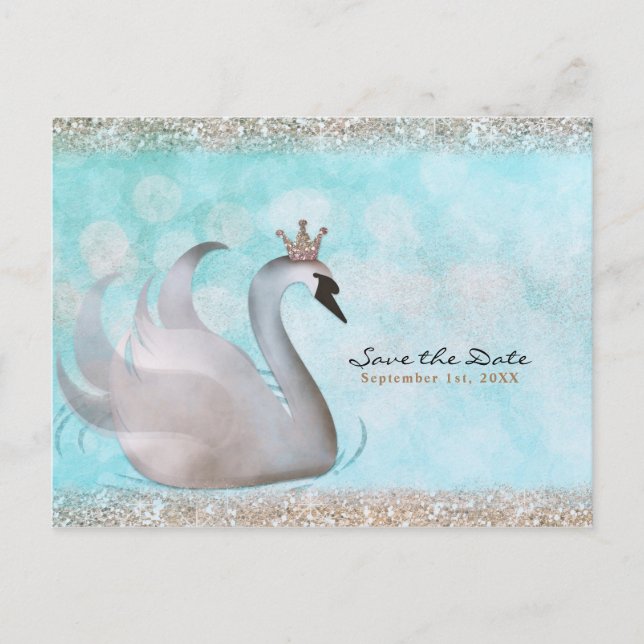 Cartão Postal De Anúncio Princesa Cisne Conto de Fadas Brilhante Save the D (Frente)