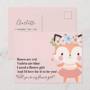 Cartão Postal De Anúncio Proposta de Menina de Flores de Casamento de Rapos