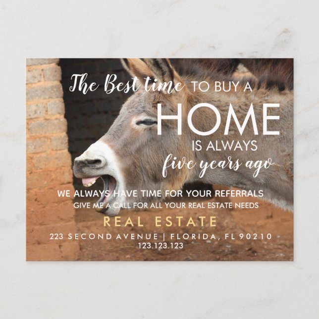 Cartão Postal De Anúncio propriedade imobiliária A melhor altura para compr (Frente)