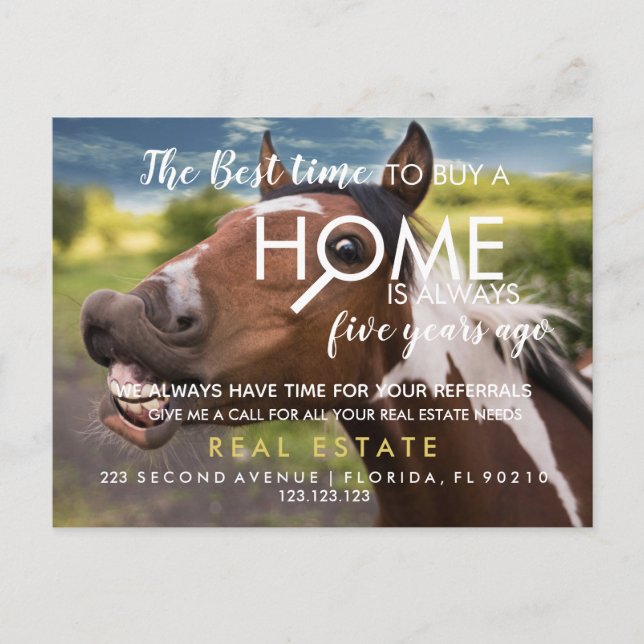 Cartão Postal De Anúncio propriedade imobiliária A melhor altura para compr (Frente)