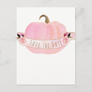 Cartão Postal De Anúncio Pumpkin Pink Sparkle Autumn Rustic Salvar Data