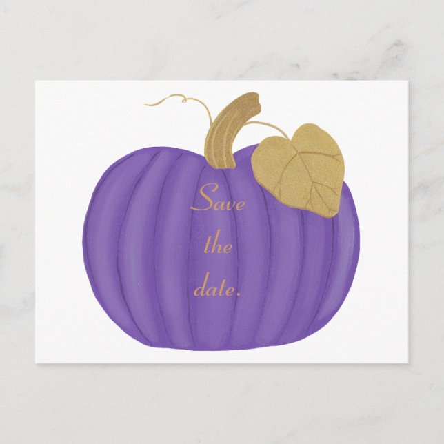 Cartão Postal De Anúncio Pumpkin Roxo Guardar Cartões-postais para Casament (Frente)