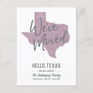 Cartão Postal De Anúncio Púrpura de ameixa de açúcar que mudamos - Texas