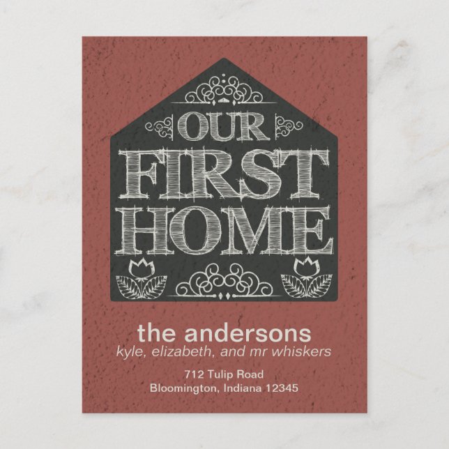 Cartão Postal De Anúncio Quadro de aviso do novo endereço residencial (Frente)