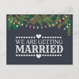 Cartão Postal De Anúncio Quadro de Giz Casamento de Natal Salve a Data