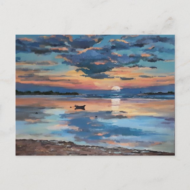 Cartão Postal De Anúncio Queensland da Ilha Bribie no luar (Frente)