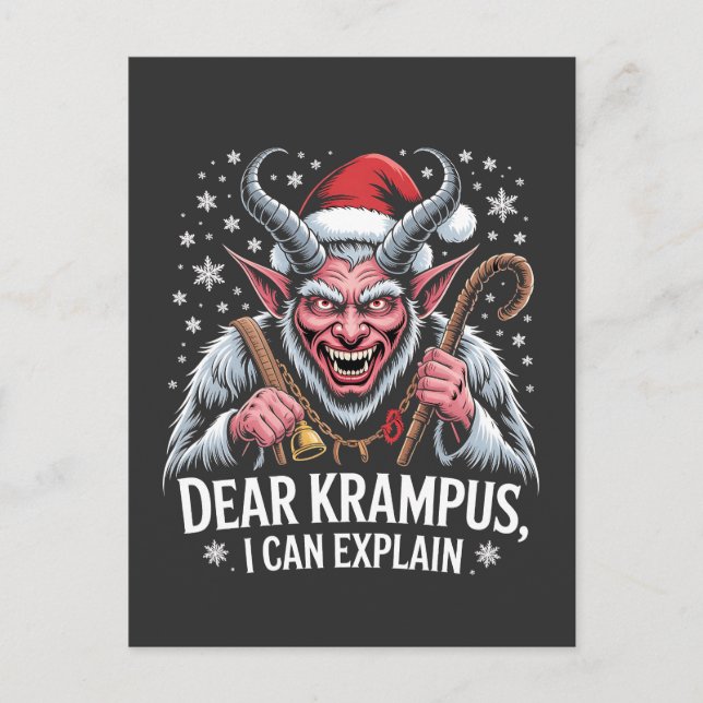 Cartão Postal De Anúncio Querido Krampus, posso explicar Papais noeis de Na (Frente)