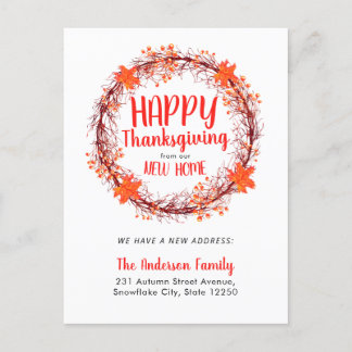 Cartão Postal De Anúncio Quic Fall Wreath Happy Ação de Graças Movendo-se