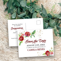 Quinceanera Salve a Data Rosas Vermelhas Aquarela