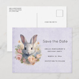 Cartão Postal De Anúncio Rabbit Surrounded by Pastel Flowers Cute