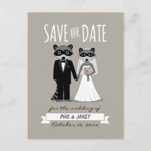 Cartão Postal De Anúncio Raccoons Wedding Date