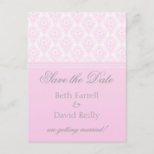 Cartão Postal De Anúncio Radiant Glam Damask Save the Date Postcard