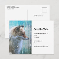 Rapariga raposa fofa em Fundo Grunge Azul