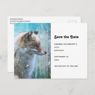 Cartão Postal De Anúncio Raposa de Furto Coca-Cola no Fundo Azul