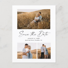 Cartão Postal De Anúncio Rascunho Moderno 3 Foto Casamento Save The Date