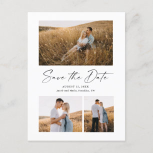 Cartão Postal De Anúncio Rascunho Moderno 3 Foto Casamento Save The Date