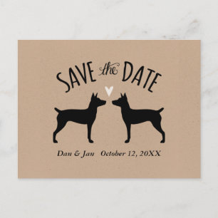 Cartão Postal De Anúncio Rat Terrier Silhouettes Casamento Salve a Data