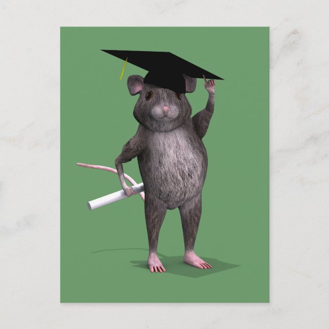 Cartão Postal De Anúncio Rato de Graduação Clever (Frente)