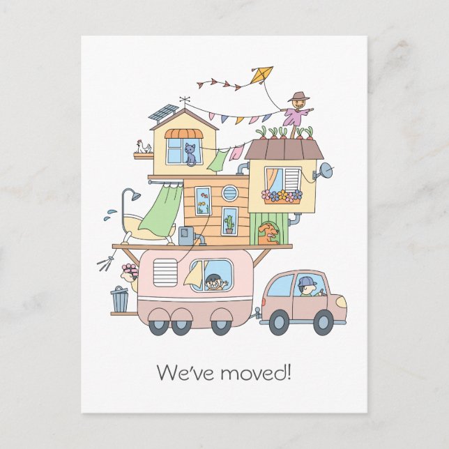 Cartão Postal De Anúncio Reboque de Acampamento Familiar On the Road - Novo (Frente)