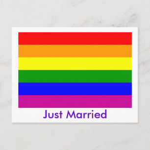 Cartão Postal De Anúncio Recém-Casados Arco-Íris Orgulho