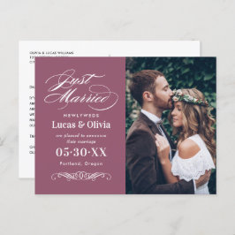 Cartão Postal De Anúncio Recém-Casados Cassis Foto de Casamento Elegante