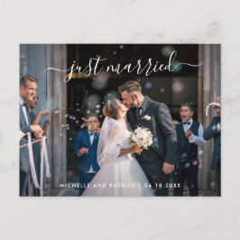Cartão Postal De Anúncio Recém-Casados Elegante Roteiro Foto Fuga