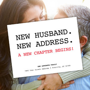 Cartão Postal De Anúncio Recém-Casados Novo Marido Endereço Mudança