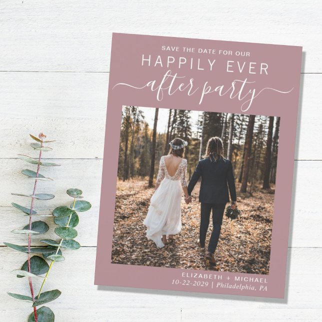 Cartão Postal De Anúncio Recepção de Casamento Rosa Empoeirado Salve a Data (Criador carregado)