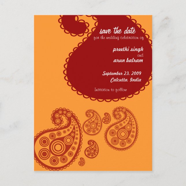 Cartão Postal De Anúncio Red Indian Salve a data (Frente)