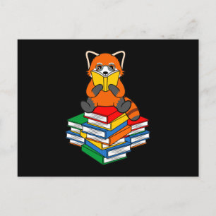 Cartão Postal De Anúncio Red Panda Lendo Livros Pet Animal Pandas Lov
