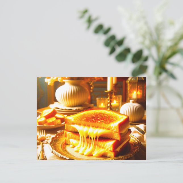 Cartão Postal De Anúncio Refeição De Conforto Candlelit: Sanduíche De Queij (Em pé/Frente)