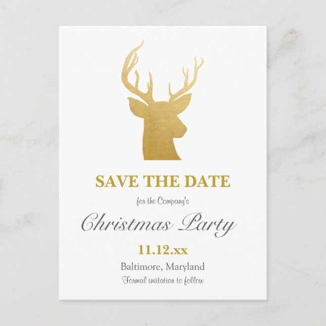 Cartão Postal De Anúncio Reindeer Faux Gold Foil | Férias (Frente)