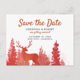 Cartão Postal De Anúncio Reindeer Watercolor Red Winter Salvar Data
